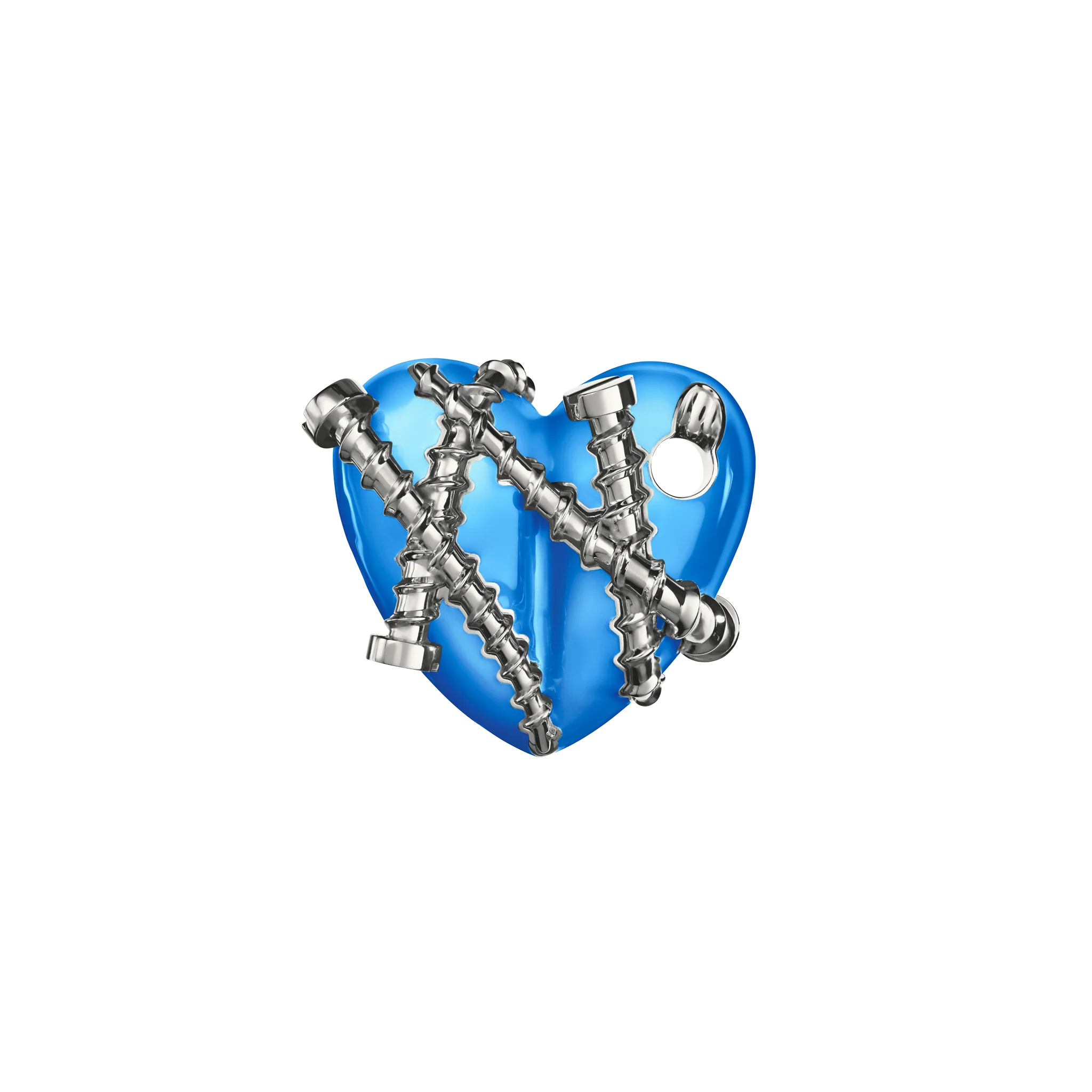 Bullet Hole Heart Pendant with Screws - Image 3