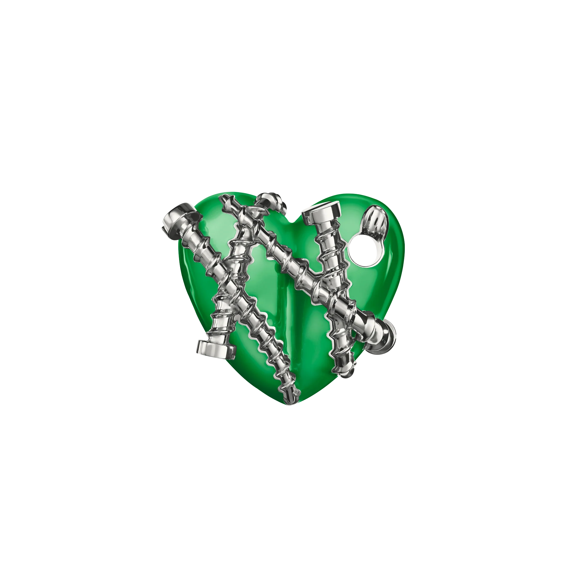 Bullet Hole Heart Pendant with Screws - Image 4