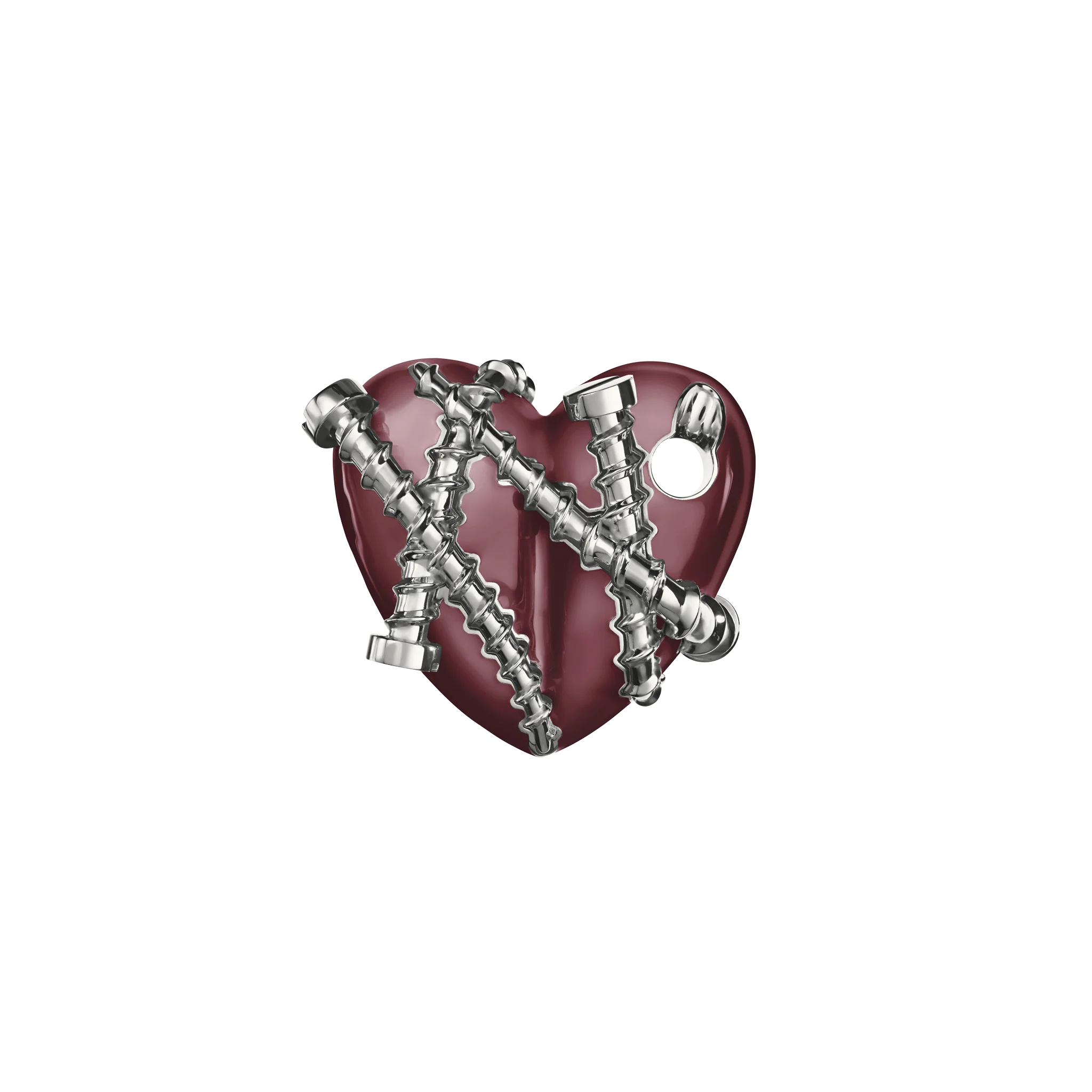 Bullet Hole Heart Pendant with Screws - Image 5