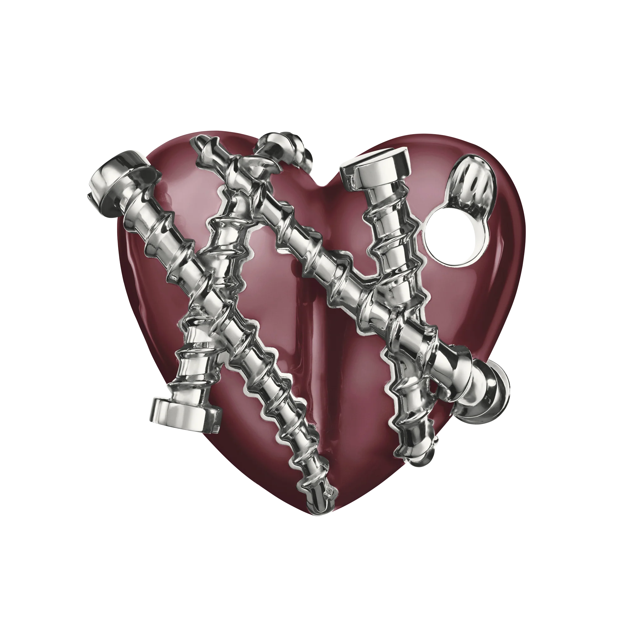 Bullet Hole Heart Pendant with Screws XL - Image 3