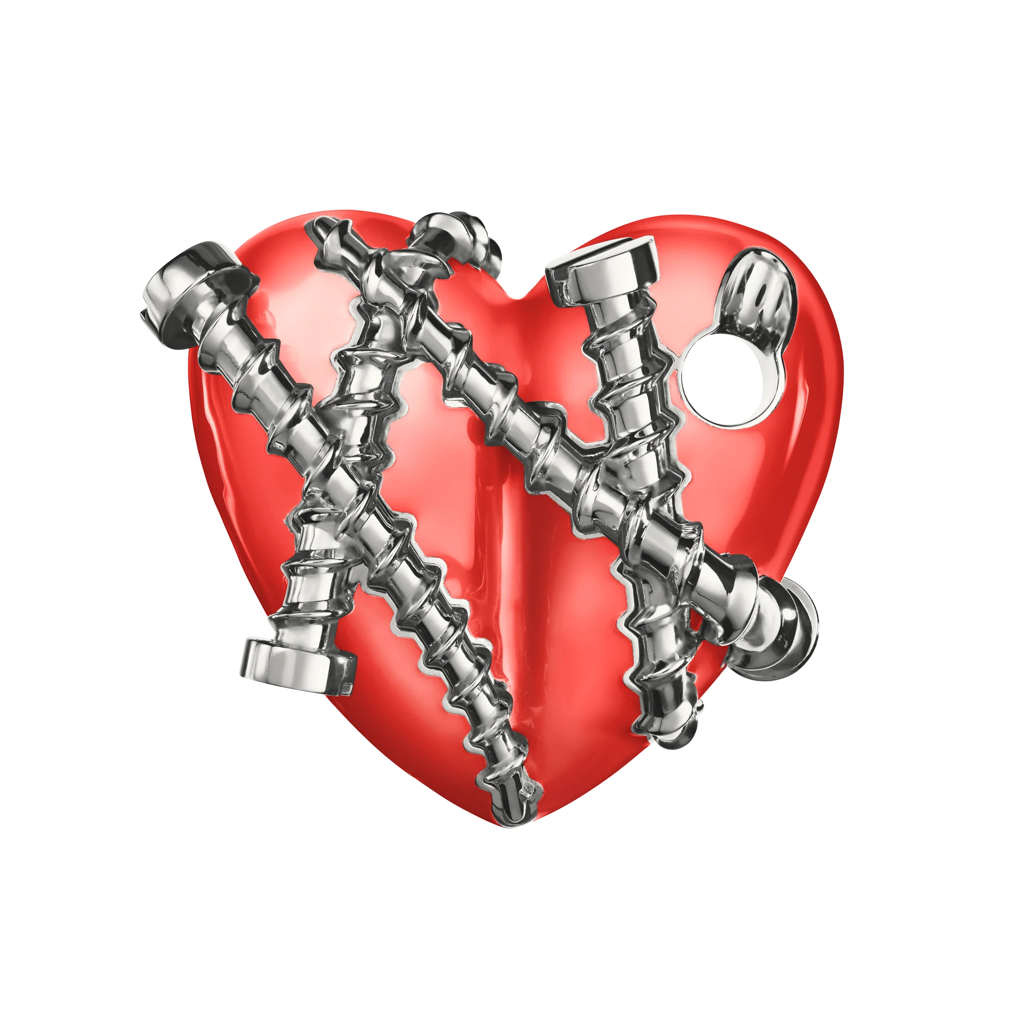 Bullet Hole Heart Pendant with Screws XL - Image 4