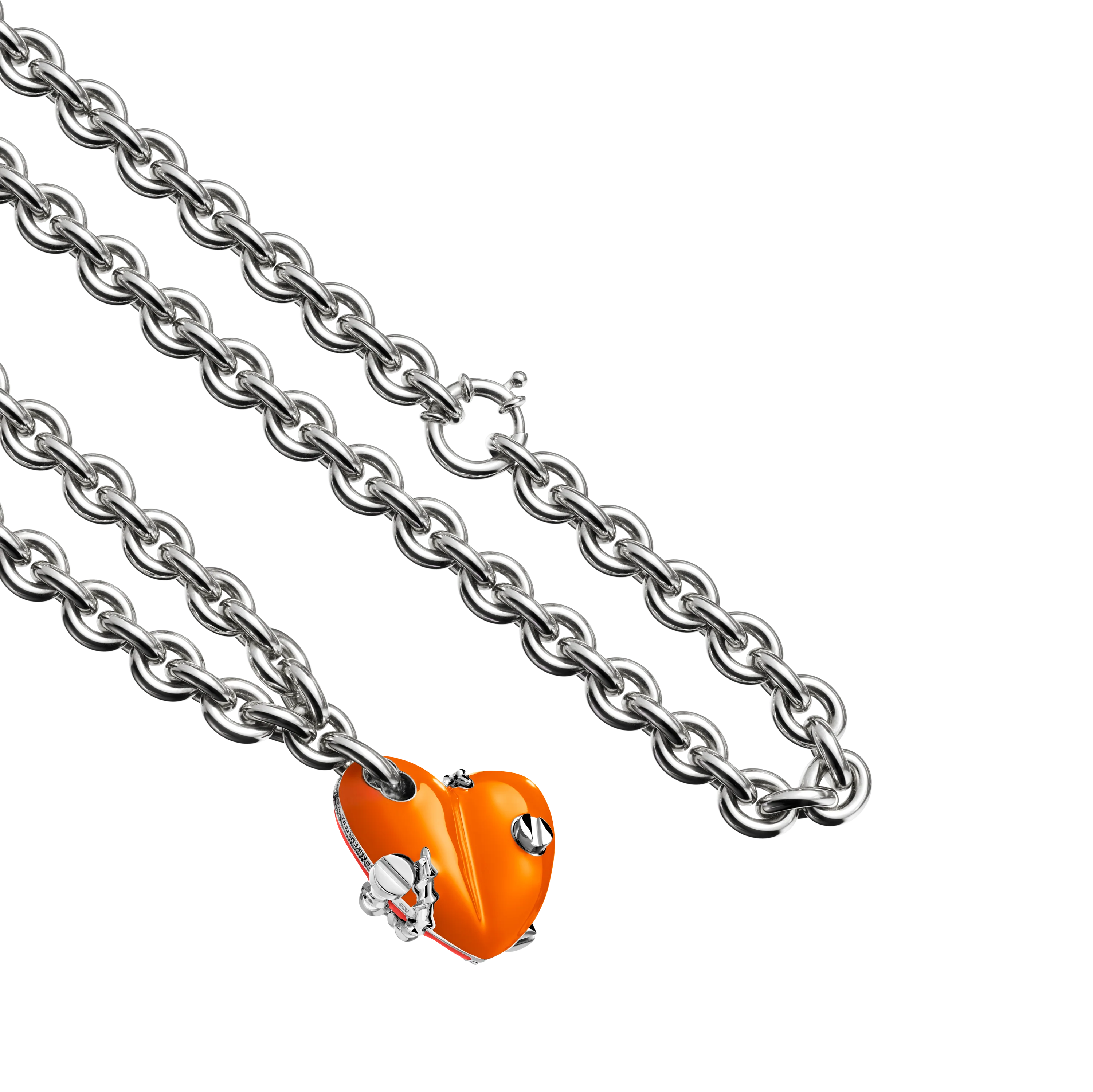 Bullet Hole Heart Pendant with Screws XL with Chain - Image 10