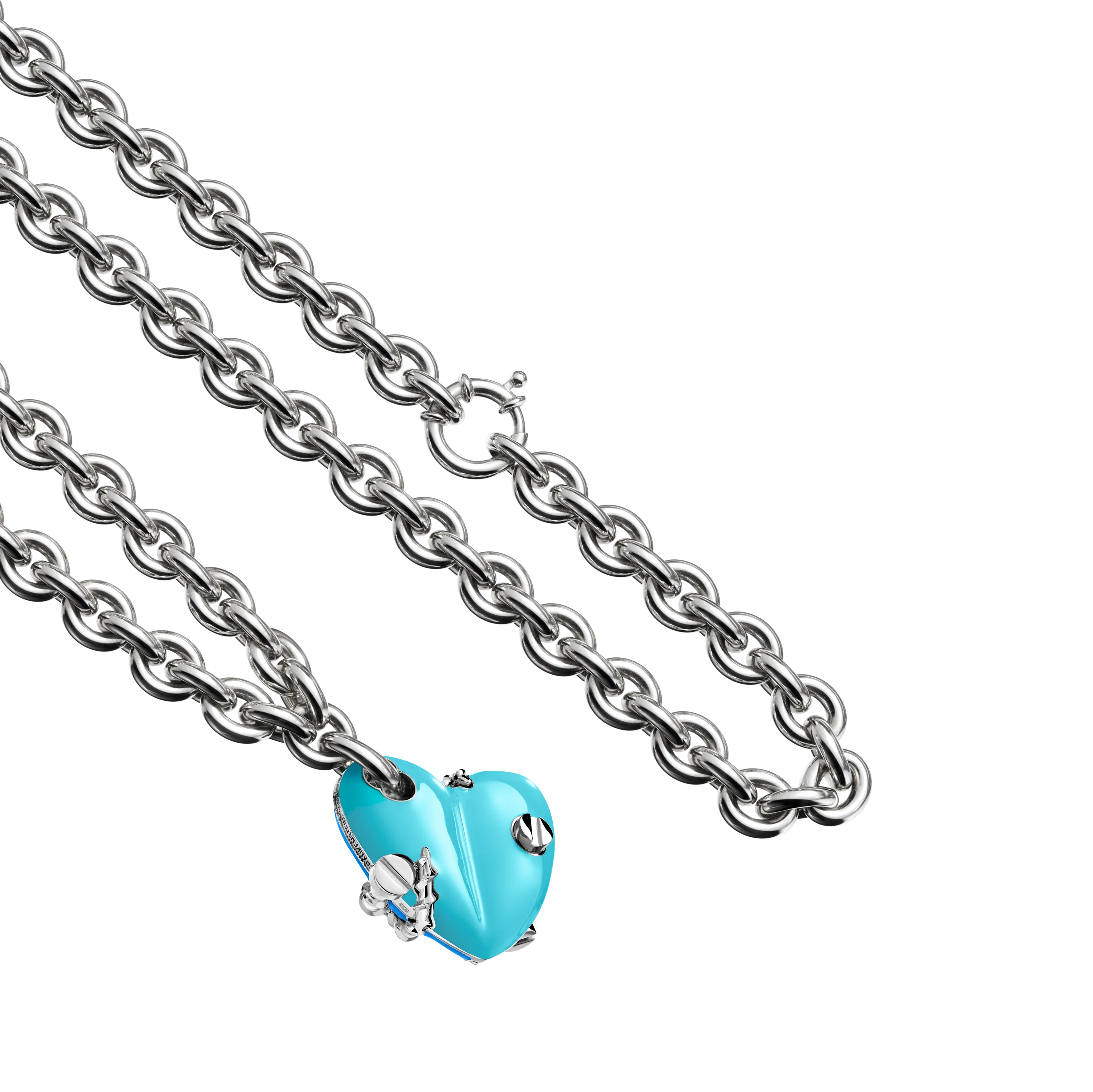 Bullet Hole Heart Pendant with Screws XL with Chain - Image 11