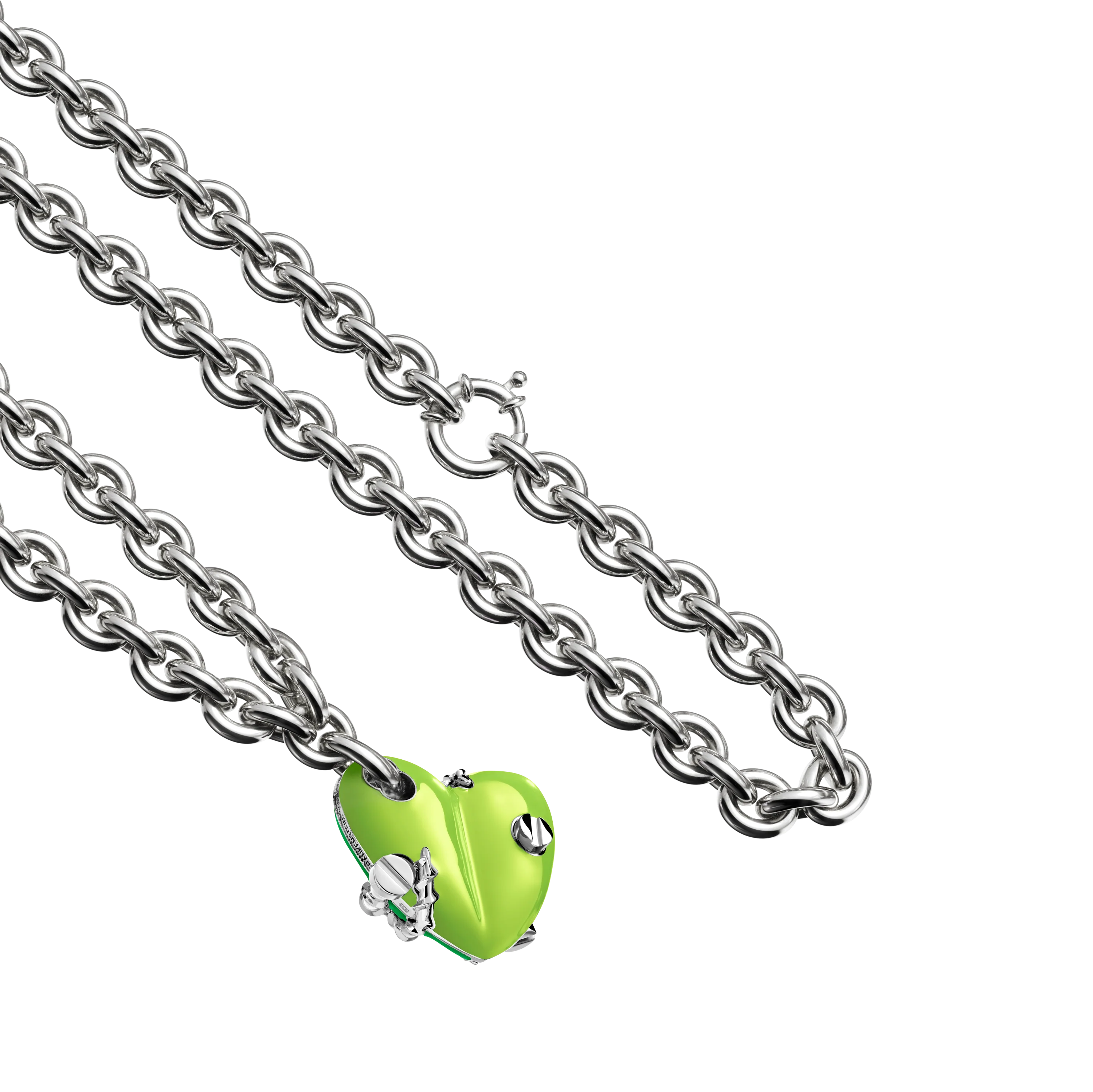 Bullet Hole Heart Pendant with Screws XL with Chain - Image 12