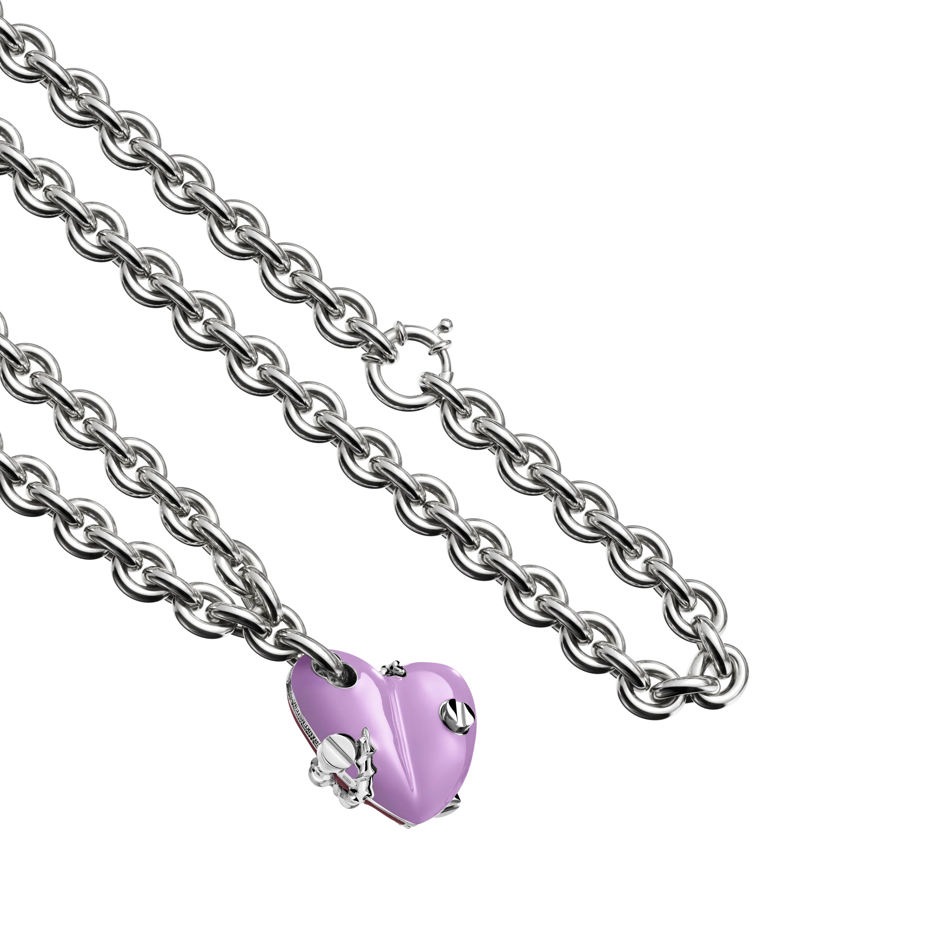 Bullet Hole Heart Pendant with Screws XL with Chain - Image 13