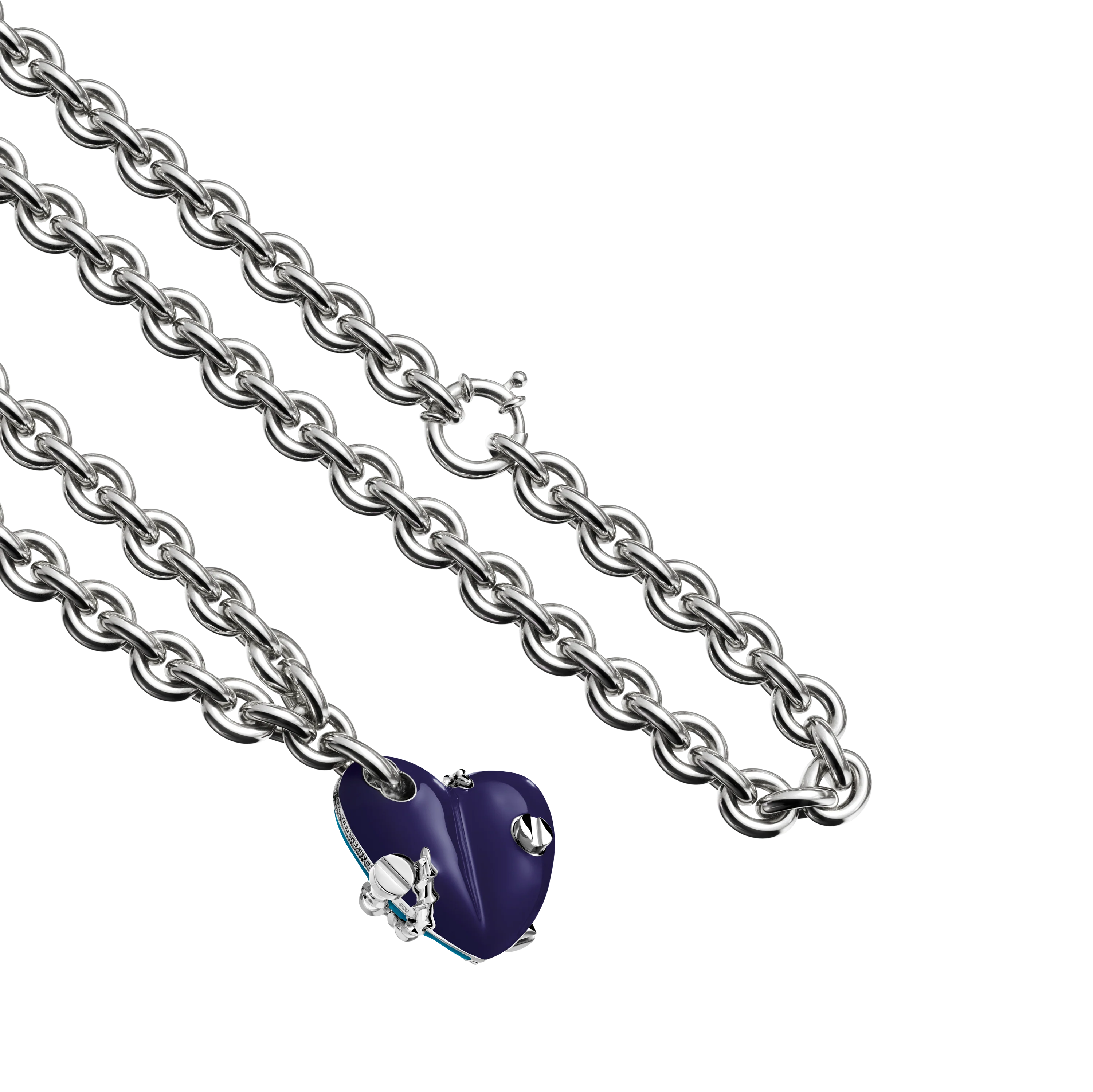 Bullet Hole Heart Pendant with Screws XL with Chain - Image 14