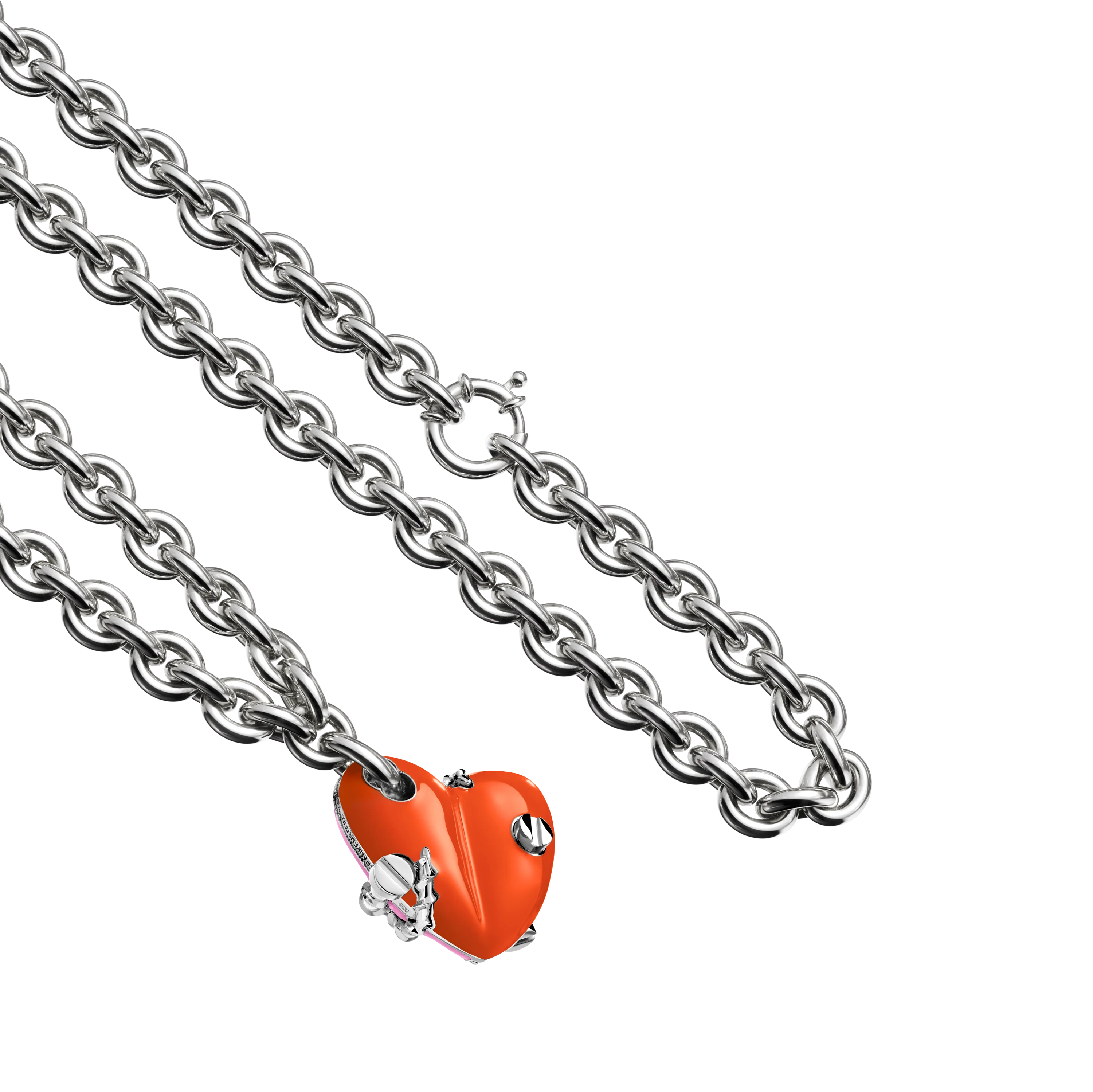 Bullet Hole Heart Pendant with Screws XL with Chain - Image 16