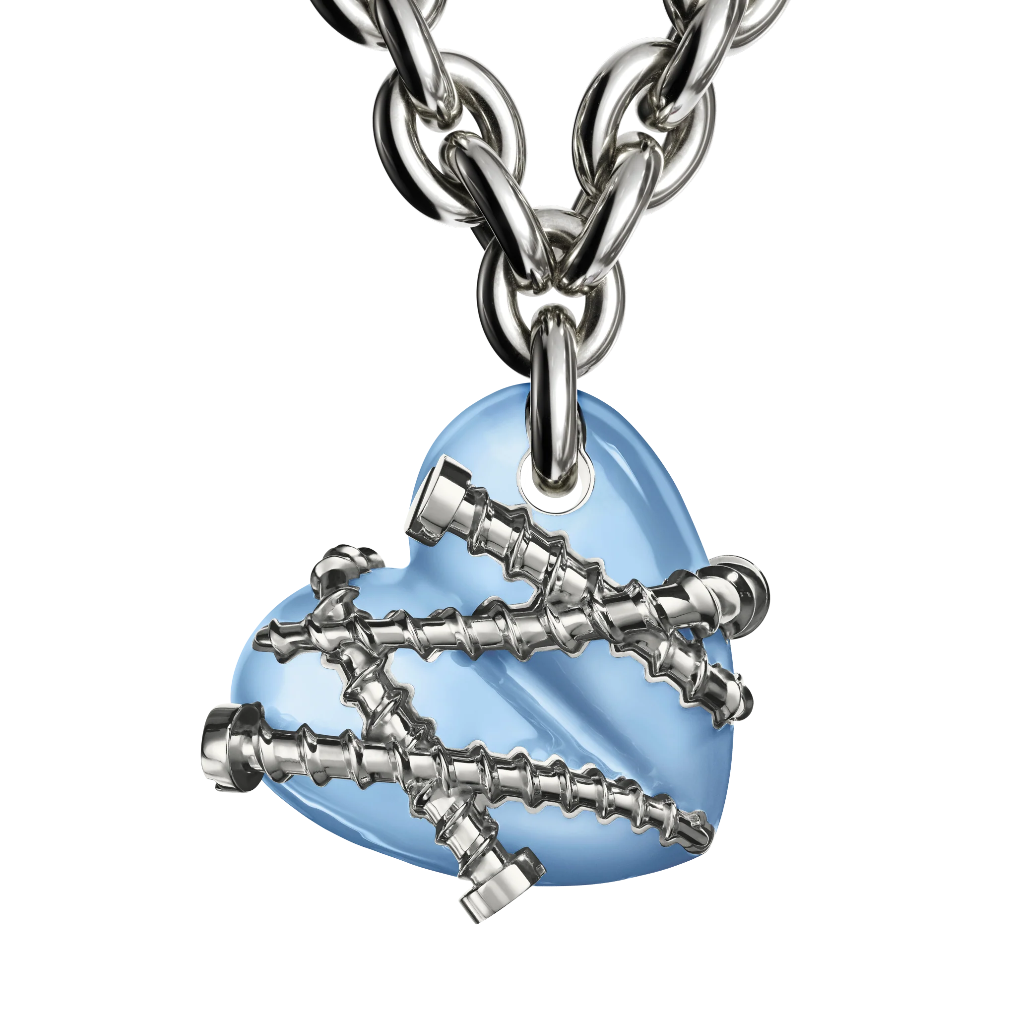 Bullet Hole Heart Pendant with Screws XL with Chain - Image 7