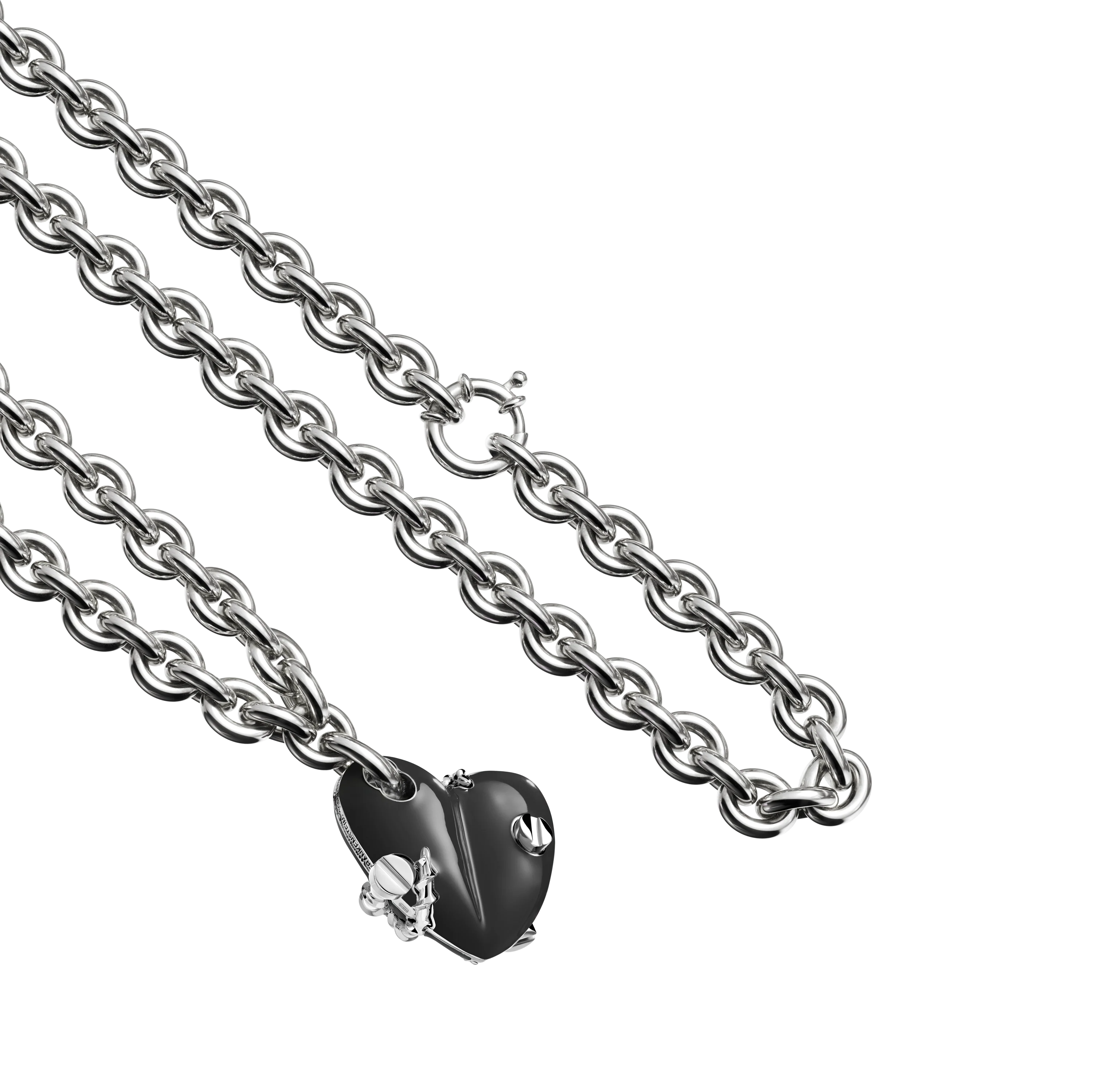 Bullet Hole Heart Pendant with Screws XL with Chain - Image 9